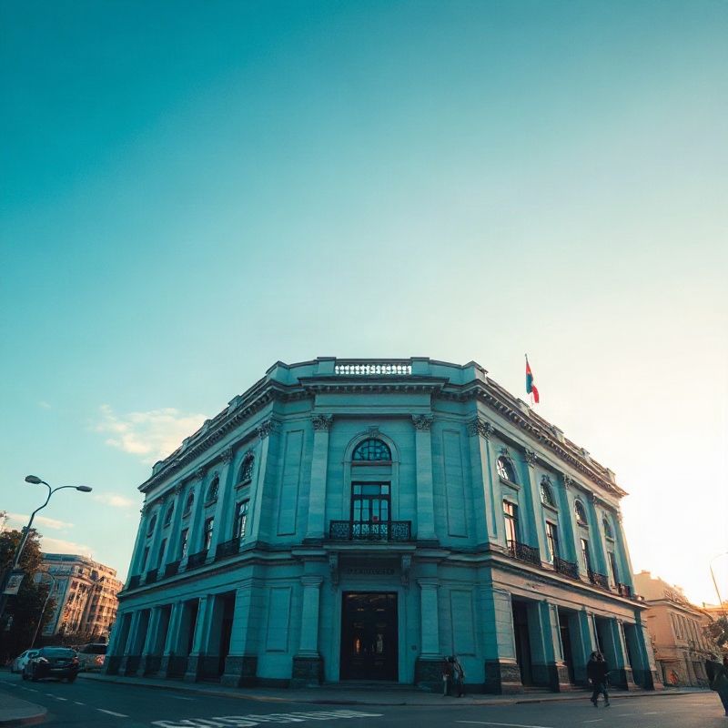 Edificio gubernamental de estilo europeo en Montevideo bajo cielo del sur