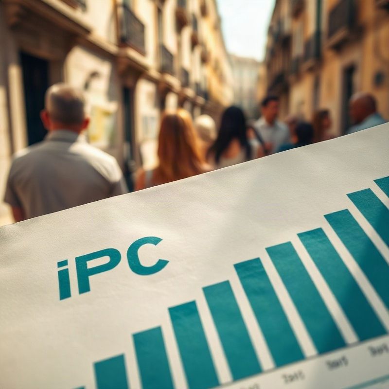Gráfico de barras de inflación IPC impreso en tinta teal sobre papel color crema